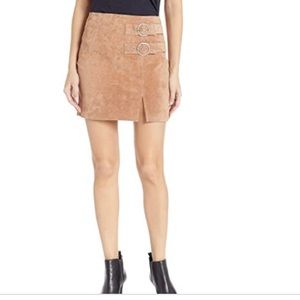 Blank NYC Suede Double Buckle Skirt in Hazelnut